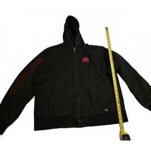 Vtg Dickies Mac Tools Hooded Chore Jacket Black with Red Logo Size XL
